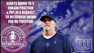 New York Giants | Giants down to 3 Candidates for GM | Giants bringing Dan Quinn in for interview