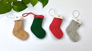 Easy Crochet Christmas Stocking Ornament Tutorial | Crochet Christmas Socks DIY