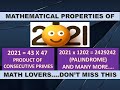 Mathematics in 2021 - An Amazing Number