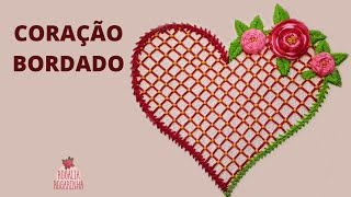 Coração bordado à mão muito simples 🌹 BORDADO LIVRE