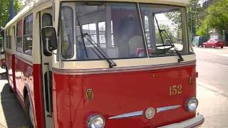 inside and outside of historical Trolleybus Skoda 9 Tr