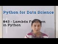 #43 - Lambda Function in Python | Python Tutorial for Data Science | Python Tutorial for Beginners