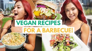 VEGAN BBQ RECIPES (grillable veggie burger, macaroni salad, tempeh skewers)