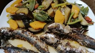 Ginisang gulay with fried fish(Tamban)