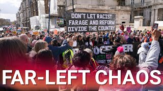 Britain descends into chaos as far-left protesters take over streets waving IRGC and LGBT+ flags