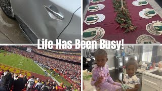 NEW VLOG: LIFE LATELY! CAR ACCIDENT! HOLIDAY PREP! NFL GAME!