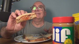 ASMR Eating Peanut Butter and Jelly Sandwich Breakfast