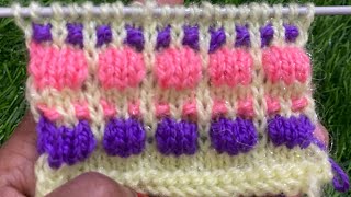 सिर्फ़ एक फंदे का बुनाई डिज़ाइन❤️/Easy & Beautiful Knitting 🧶 Pattern🥰: Bunai 🧶 Design