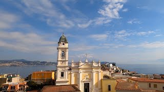 Bacoli - La bellezza della chiesa di S.Anna sullo sfondo delle isole di Procida e Ischia