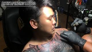 Bikin tato full dada...cover up sakitt...digarap oleh suhu saya PENDING TATTOO