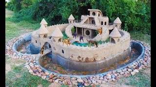 Build Beautiful Mud House Puppy & Fish Pond Around House Puppy   [ Full Video ]