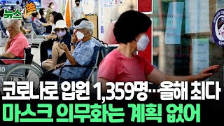 [뉴스쏙] 의료공백 속 코로나19까지 확산…입원환자 1,359명 올해 최다ㅣ마스크 착용 '강력 권고'…의무화는 계획 없어 / 연합뉴스TV (YonhapnewsTV)