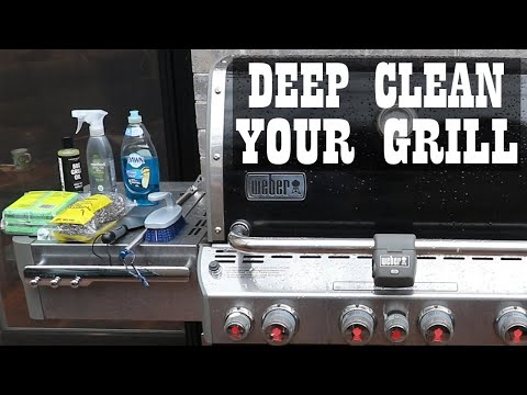 How do you clean and degrease a gas grill?