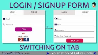 Login Signup Form : HTML Forms which Switch on Tabs using JavaScript | Switching Tabs Form [2019]