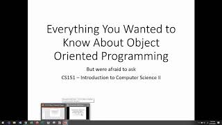 CS151 Object Oriented Programming Review