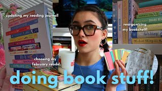 bookish reset vlog 🫧📚 february tbr jar picks, bookshelf reorganization, \u0026 reading journal update