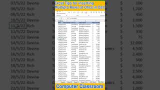 Excel Tips for inserting Multiple Rows at once in Data #exceltips #tutorialexcel #exceltricks