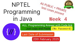 NPTEL Programming in Java week 4 all 5 programming assignment answer with code link