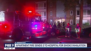 Minneapolis apartment fire sends three people to hospital for smoke inhalation | FOX 9 KMSP