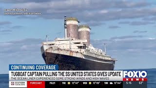 Captain of tugboat pulling SSUS to Mobile faces weather challenges