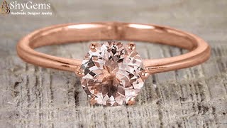 ShyGems Classic Morganite Solitaire Engagement Ring in Gold