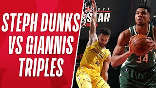 Best of Steph's DUNKS vs Giannis' THREES! π