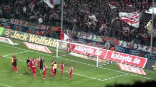 1. FC Köln Jubel nach dem Sieg gg Bayern mit den Fans.MTS