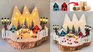 Christmas decorations! Winter arrangement and houses made of paper rolls!