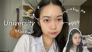 [University Makeup] แต่งหน้าไปเรียนแบบCool tone 🍇+ พกอะไรไปเรียนบ้าง?❘ Fahjeed’s_STD