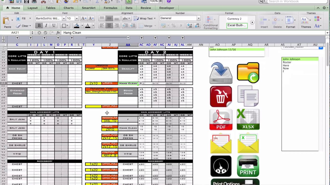 Strength Program Excel Template