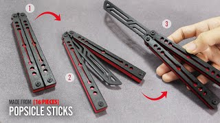 How to make Easy Winter Nautilus Butterfly Knife using (16 Pieces) Popsicle Sticks WITHOUT POWERTOOL