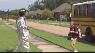 Teen goes viral after greeting little brother at bus stop in costume