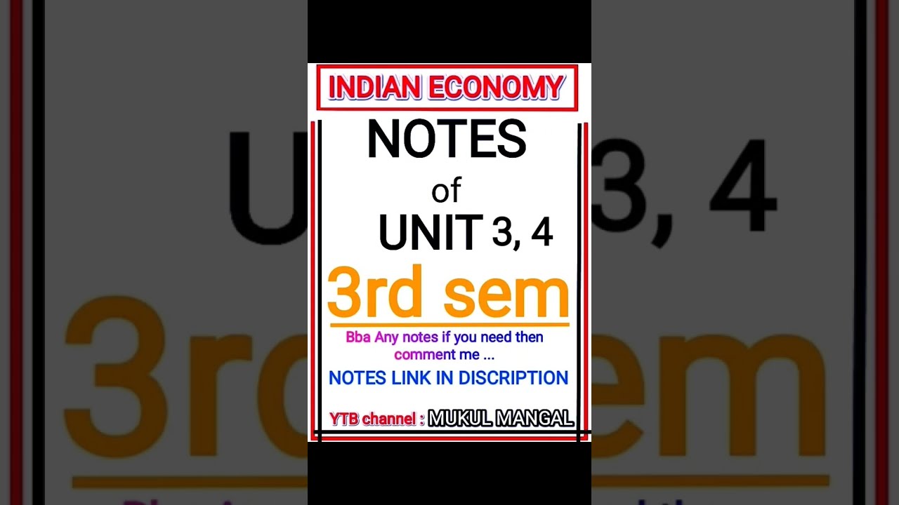 Bba Indian Economy Notes || For 3rd Sem Ccsu Student || Unit 3 , 4 ...