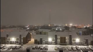 Así luce Denton Texas en tiempo de nieve