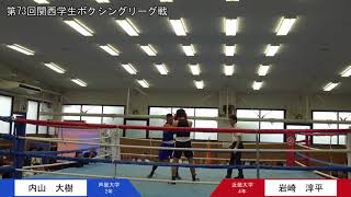 第73回関西学生ボクシングリーグ戦 第5週 1部第3試合 近畿大学・岩崎淳平選手 対 芦屋大学・内山大樹選手