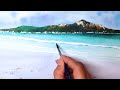 seascape painting for beginners in watercolor time lapse 畫清澈海灘