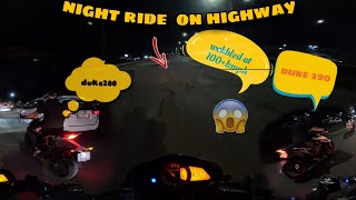 NIGHT RIDE WITH KTM BIKES 😈 | NS200 WOBBLED AT 100 KMPH 😱 | DUKE 390 | DUKE 200 | SHIVAPUR RIDE....