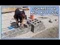 Squaring Up & Laying Out Concrete Block Pillars & Sitting Walls