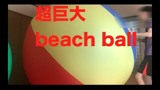 【室内遊び】超巨大ビーチボール200cmと運動会で使う緑色の大玉転がしで遊びます。【giant beach ball challenge inflatable】