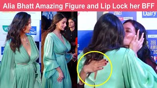 New Mom Alia Bhatt Amazing Figure and Lip Lock her Friend at Red Carpet Of Zee Cine Awards 2023
