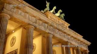 UHD Ultra HD 4K Video Stock Footage Berlin Germany Brandenburg Gate German Famous Landmark Day Night