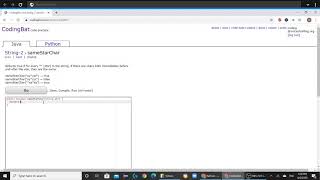 String 2 (sameStarChar) Java Tutorial || Codingbat.com