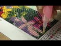 no talking asmr diamond painting stitch in tropical flowers all procrss