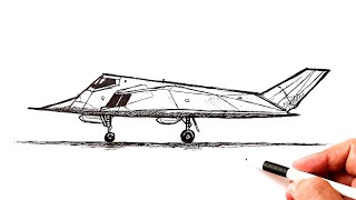 How to draw a strike aircraft Lockheed F-117 Nighthawk