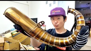 (金色gold) Dio鈦合金排氣管到貨開箱【af18 dio titanium exhaust pipe】白同學af18零四部品