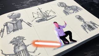 Sketchbook Ink Drawing Vlog | STAR WARS DROIDS