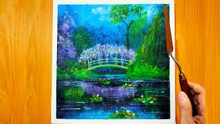 Acrylic Painting /How to paint monet garden Painting / Tutorial