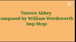 Tintern Abbey important MCQ