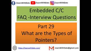 What are the Types of Pointers | Embedded C Interview Questions