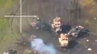 Наезд на мины крупной колонны бронетехники Украины у Новодаровки